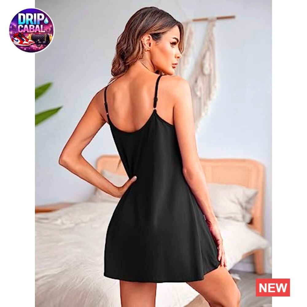 Lace Nightgown Sexy Spaghetti Strap Chemise Sleepwear Elegant Minimal Chic - Picture 5 of 7